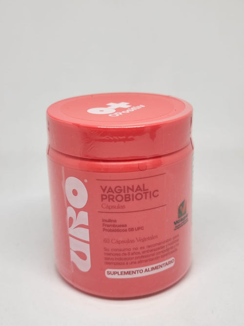 Frasco coral de URO Probiotico Vaginal, 60 capsulas vegetales
